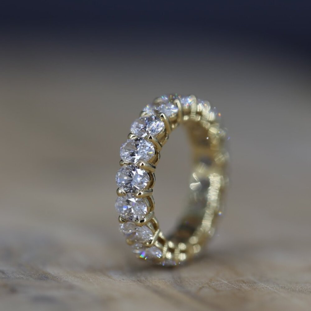 2.50 Carat Oval CVD Lab-Grown Diamond Full Eternity Band 14K Yellow Gold IGI Cer